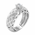 Wide Mesh Four Prong Setting Princess Crown Ring