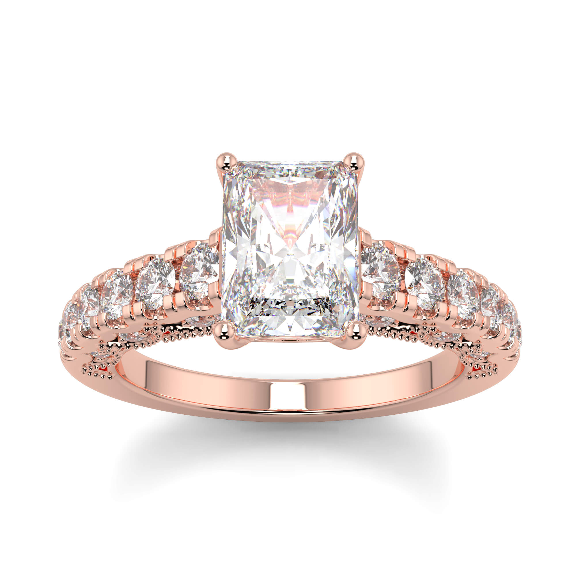 RG210144-EM-ROSE-EMERALD-A Emerald Cut Diamond Ring