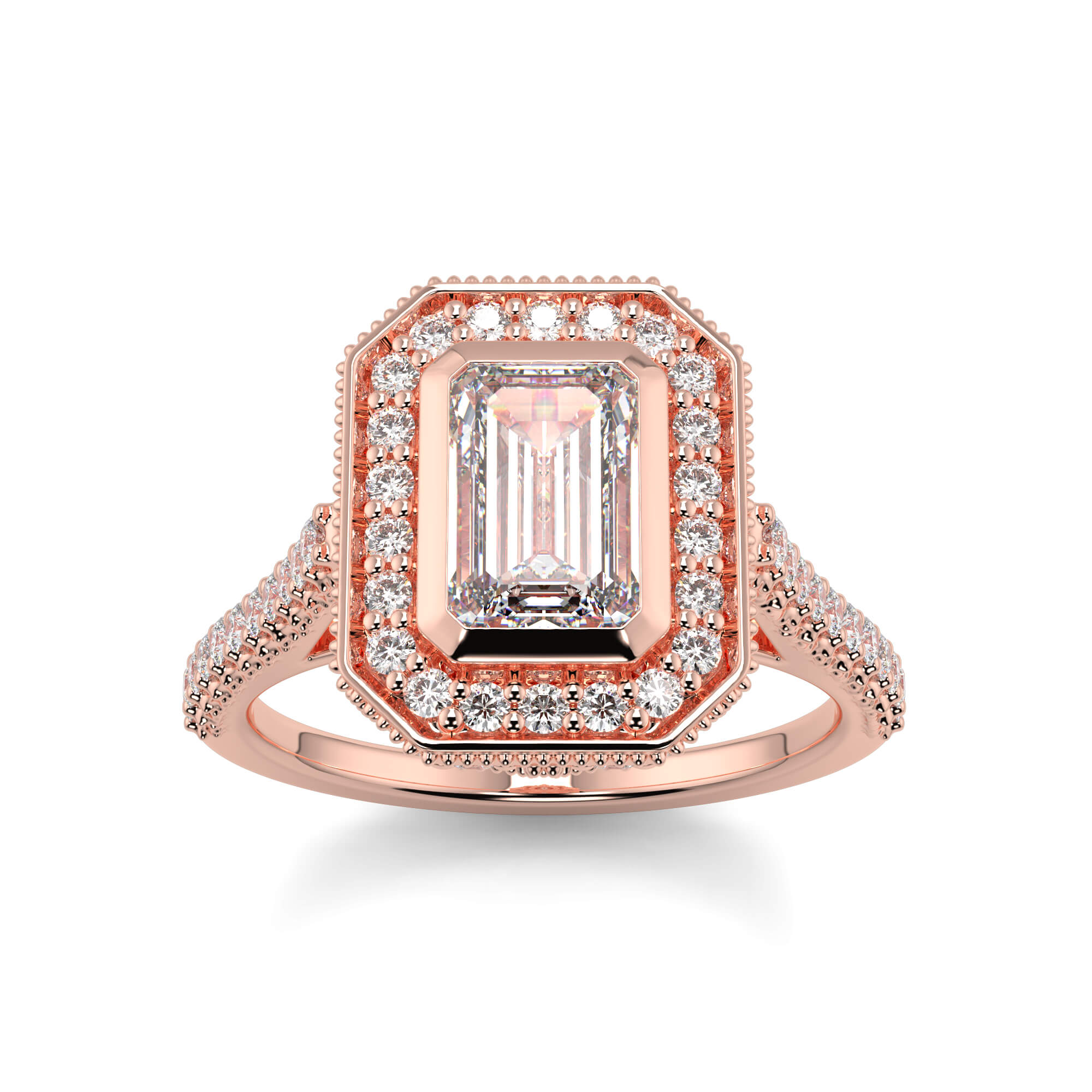 RG210147-EM-ROSE-EMERALD-A Halo Diamond Ring