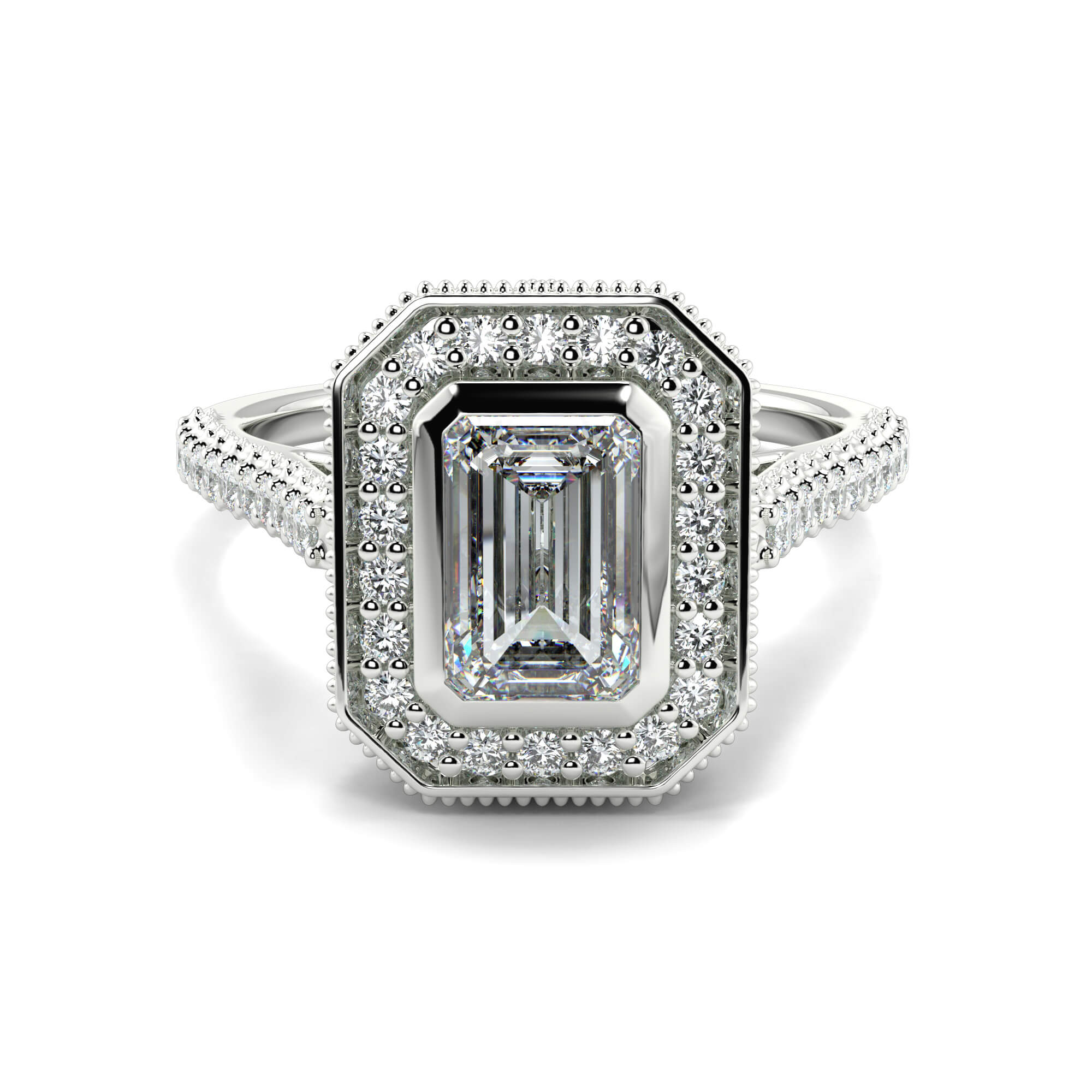 RG210147-EM-WHITE-EMERALD-C Emerald Cut Diamond Ring